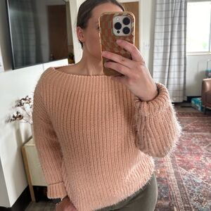 Pink Thick Cowl Neck Sweater